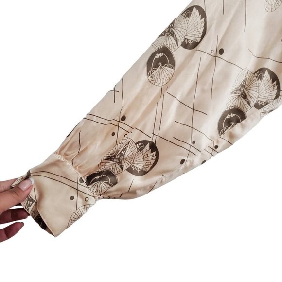 Escada Blouse Womens Size 34 US 4 Silk Peach Half Button Long Sleeve Vintage Top - Picture 5 of 13